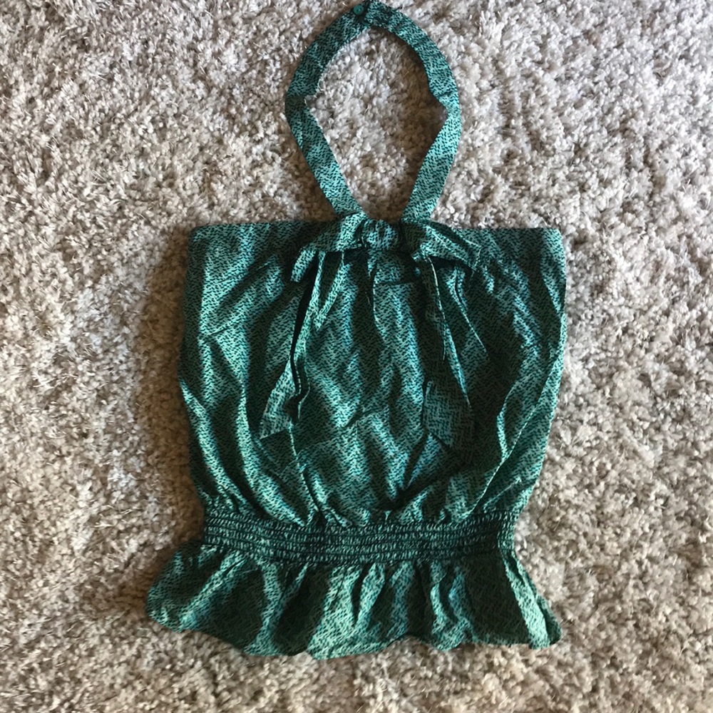 Nanette Lepore- strapless neck tie peplum top.